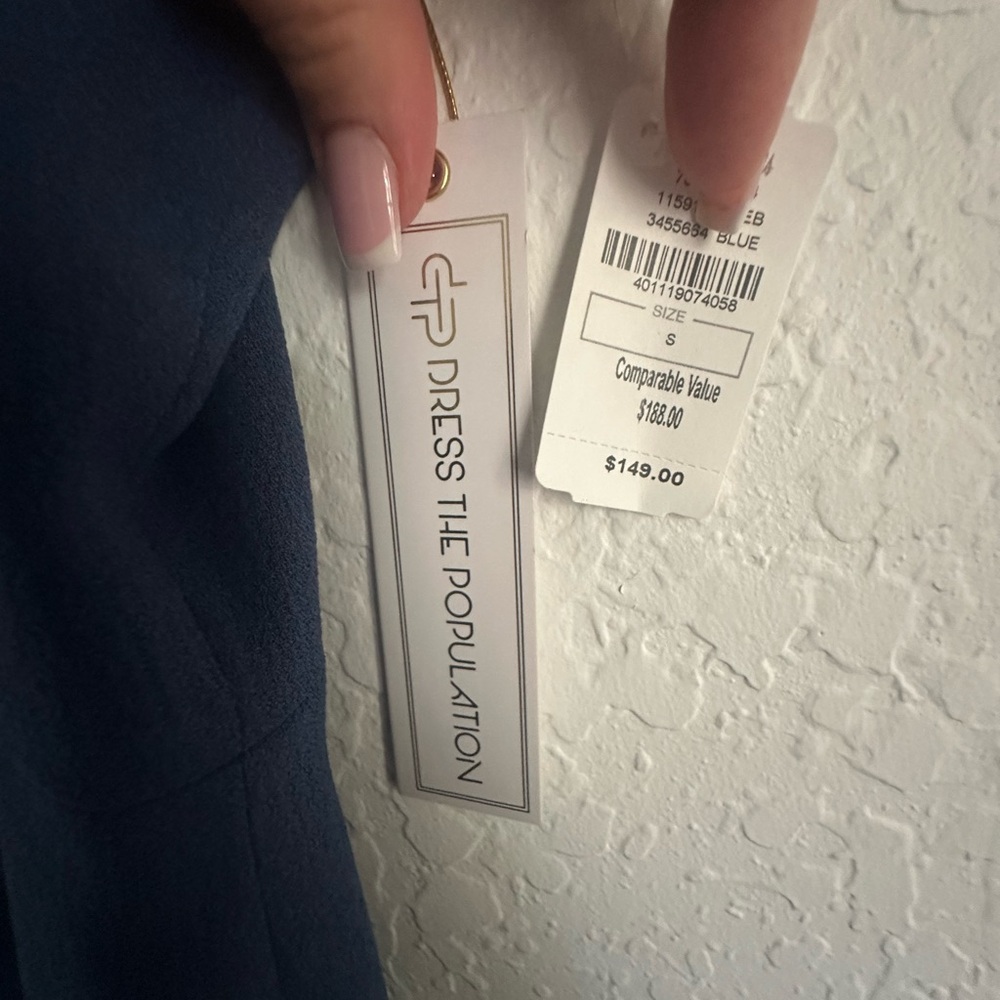 Dress the Population Blue Sheath Midi Dress Sweetheart Neckline Small - Picture 7 of 7
